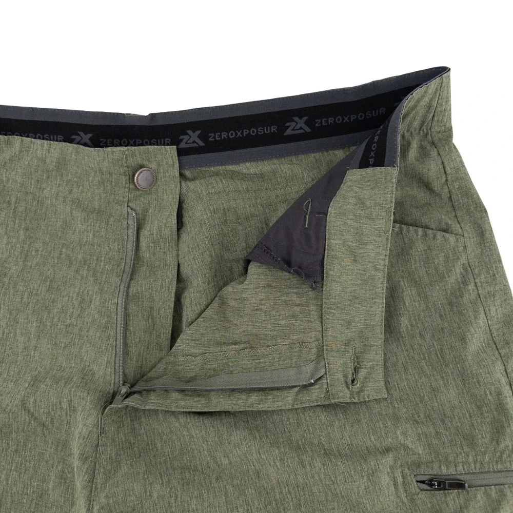 ZeroXposur Mens 38 Travel Shorts Olive Green Stretch Gorpcore Outdoors Technical